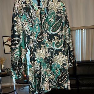 Zara Green and Black Paisley Mini Dress